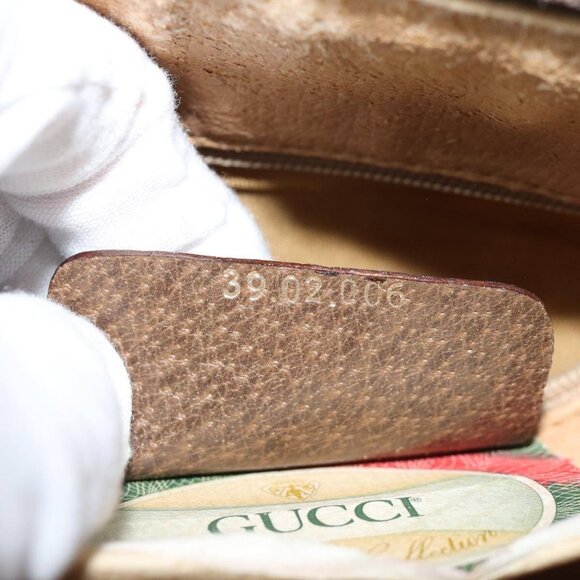 GUCCI GG Supreme Web Sherry Line Hand Bag PVC Beige Red - Picture 10 of 16